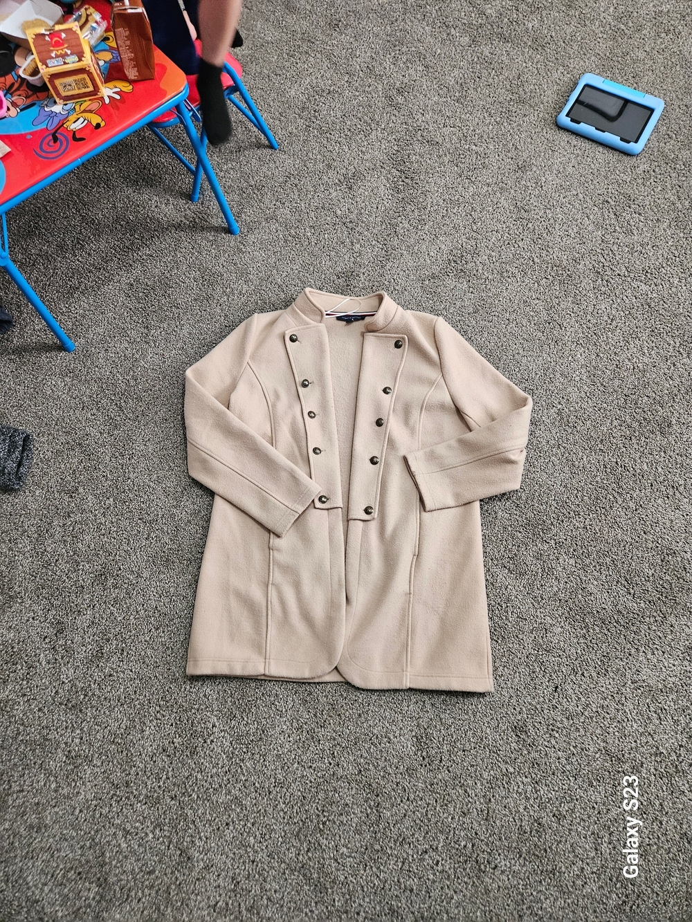 Tommy Hilfiger Women’s Large Cream Military Double Breasted Coat Jacket